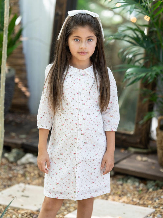 Clip Dot Girls 3/4 Sleeve Dress - 4y