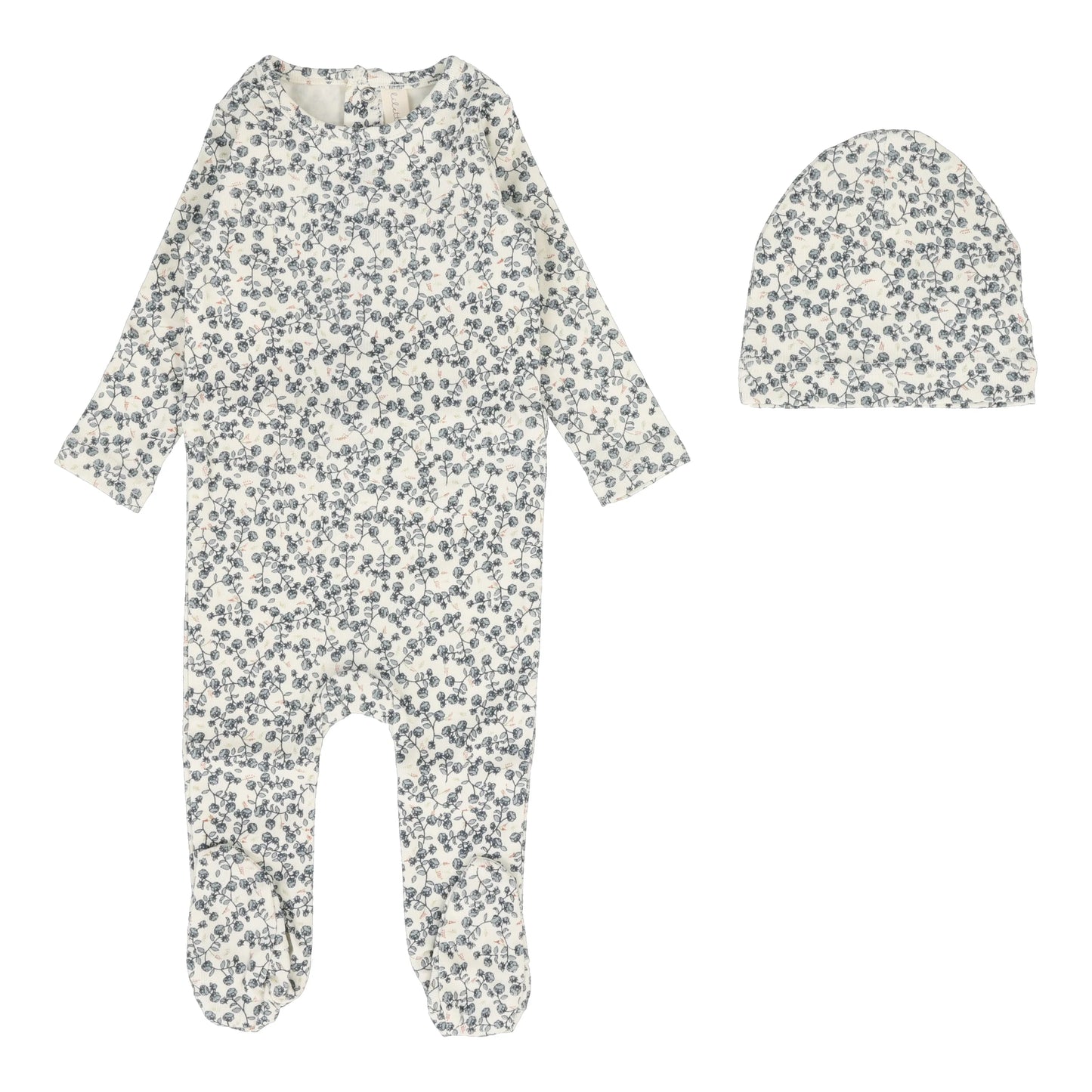 All Over Floral Footie Set in Slate