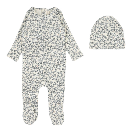 All Over Floral Footie Set in Slate