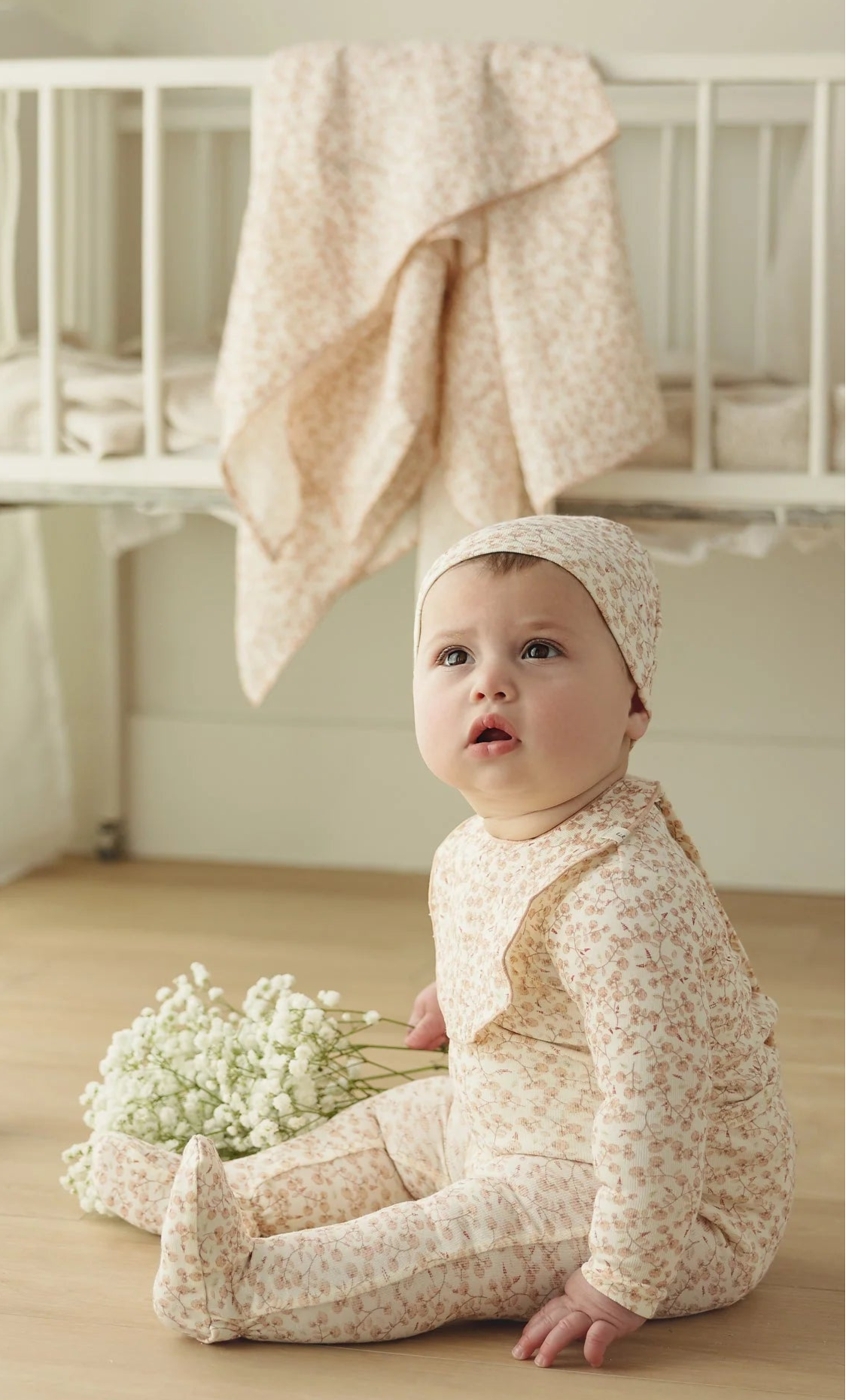 All Over Floral Footie Set in Mauve