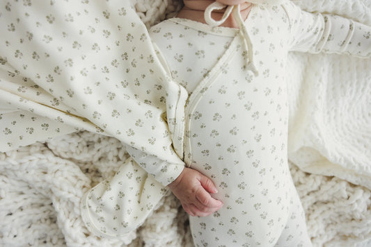 Lilette Bud Layette Set in Cream/Blue