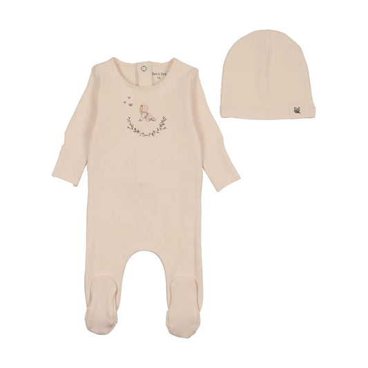 Baby Image Footie and Beanie in Champagne Pink