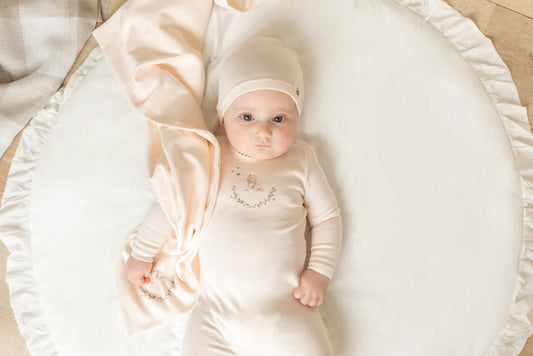 Baby Image Footie and Beanie in Champagne Pink