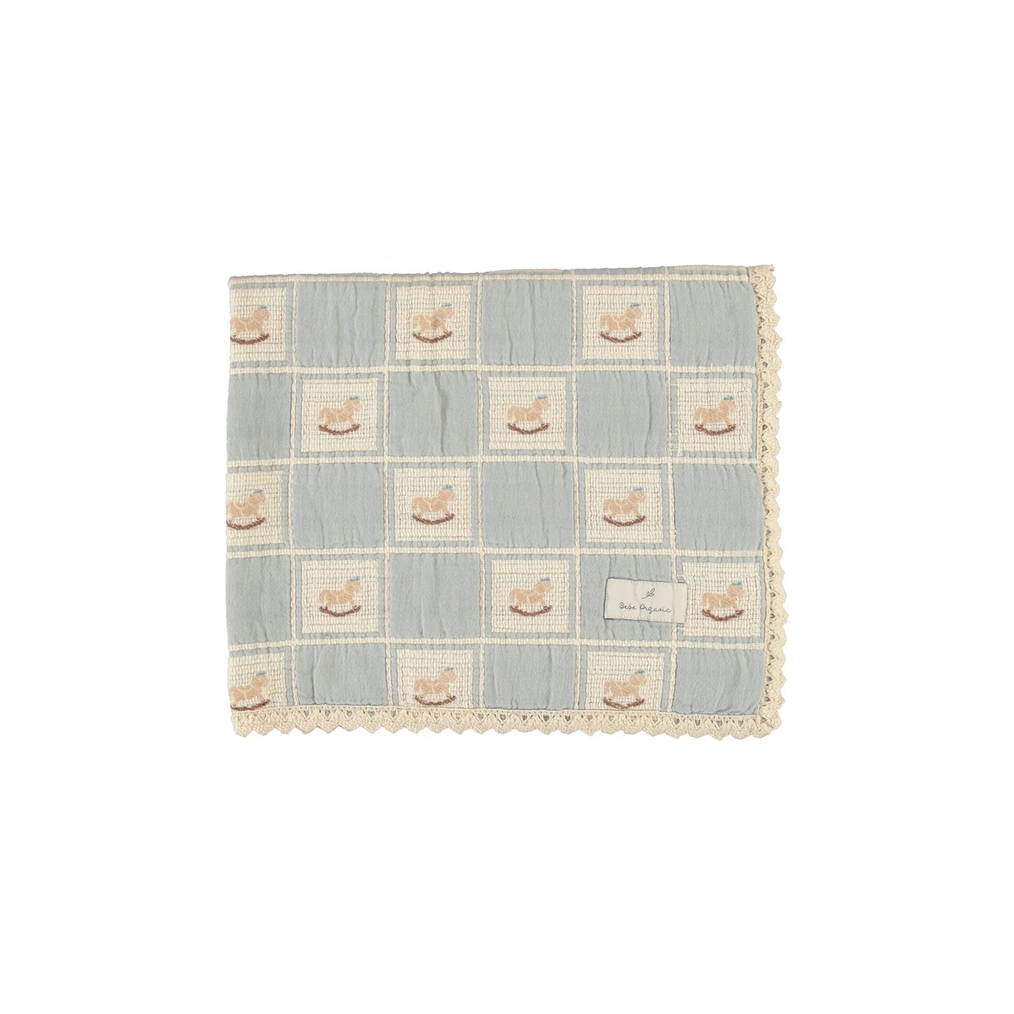 Bebe Organic Blue Rocking Horse Blanket