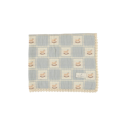 Bebe Organic Blue Rocking Horse Blanket