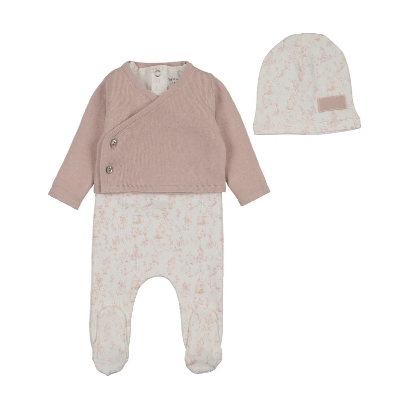 Boutique Birdcage Toile Cardigan Outfit in Muted Pink