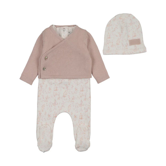 Boutique Birdcage Toile Cardigan Outfit in Muted Pink