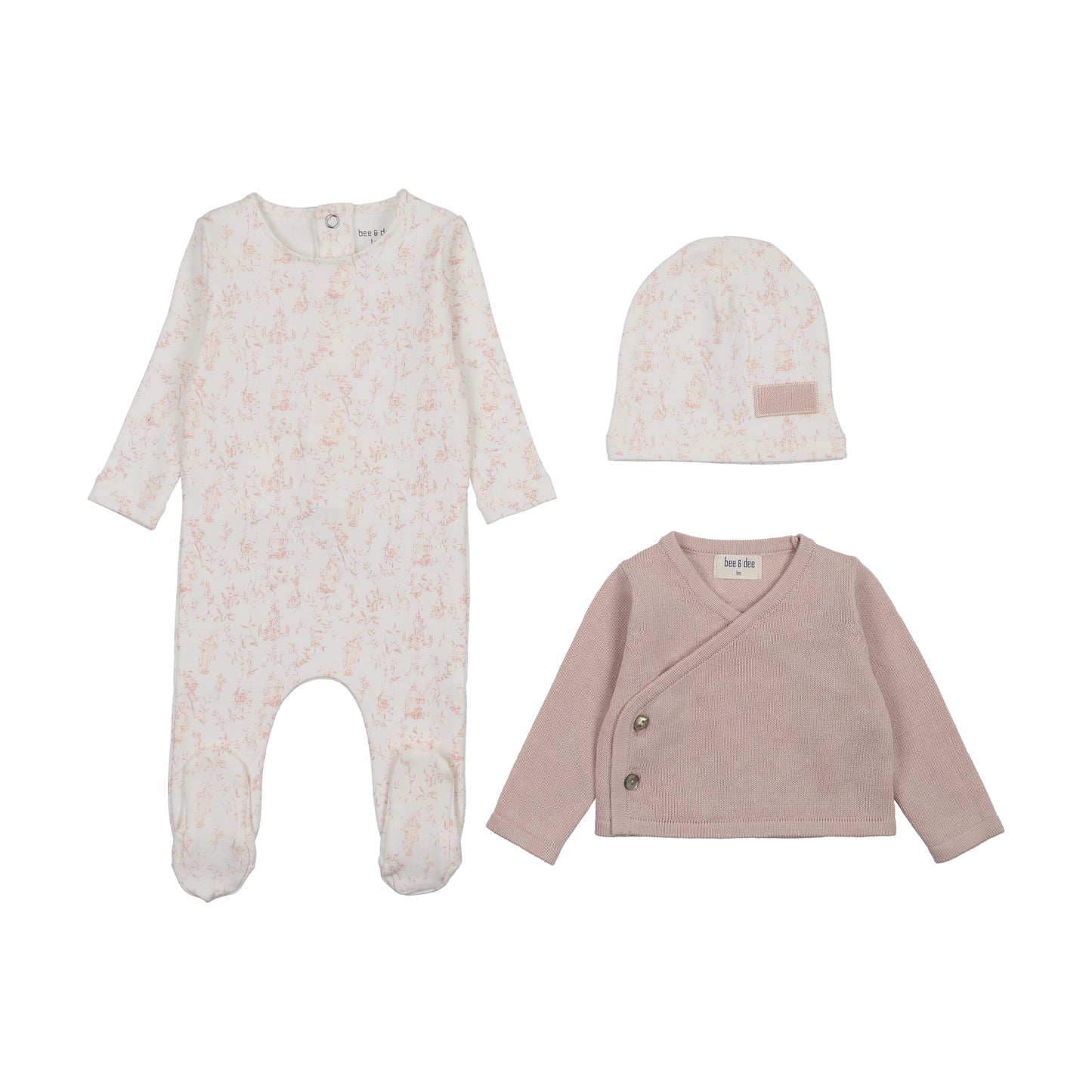 Boutique Birdcage Toile Cardigan Outfit in Muted Pink