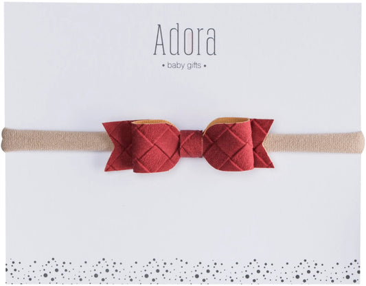 Mini Suede Bow Headband in Brick