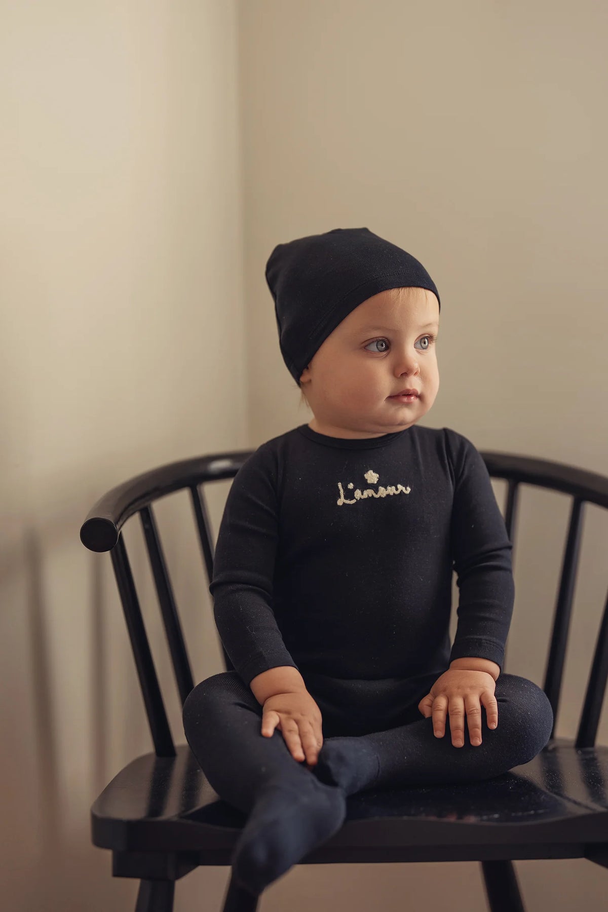 Black Embroidered Star Footie Set