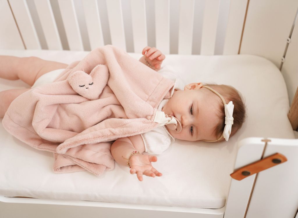 Pink Heart Lovey with Pacifier Holder