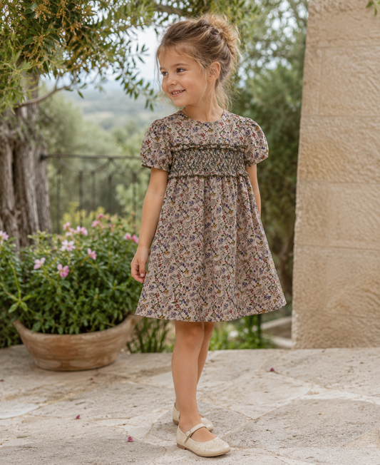 Smocked Multi Flowers Dress - 3y, 4y