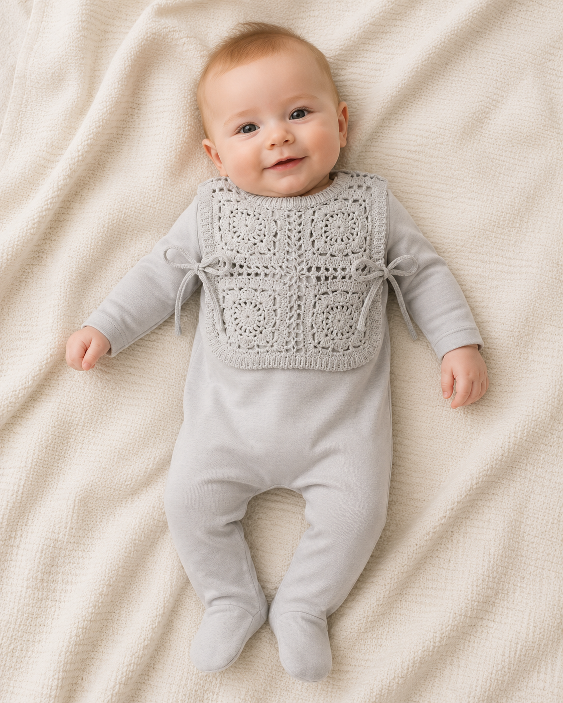 Crochet Pullover Vest & Bonnet in London Fog
