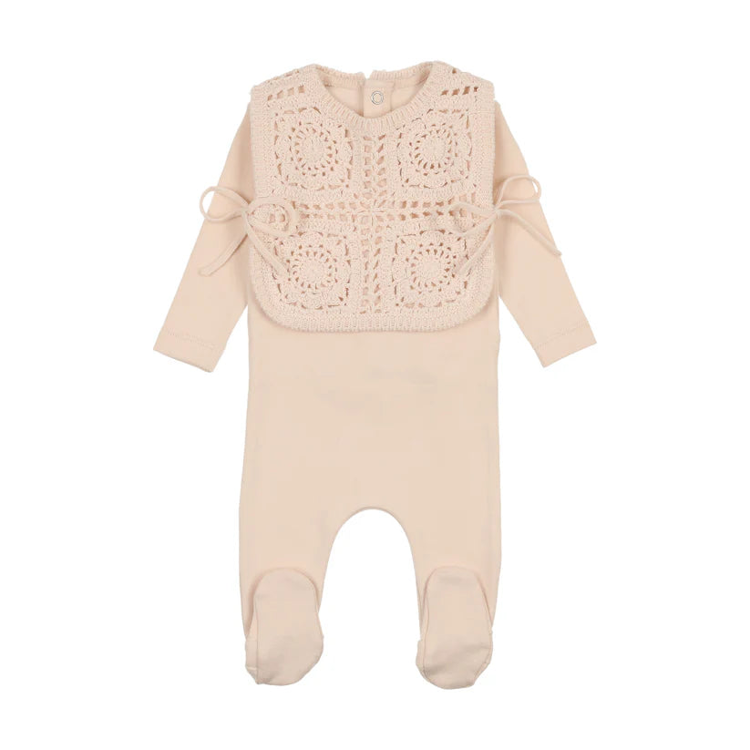 Crochet Pullover Vest & Bonnet in Champagne Pink