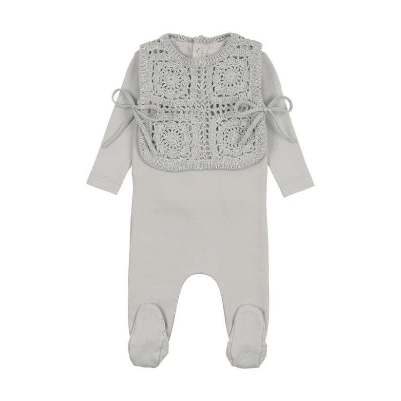 Crochet Pullover Vest & Bonnet in London Fog