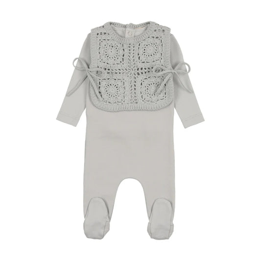 Crochet Pullover Vest & Bonnet in London Fog