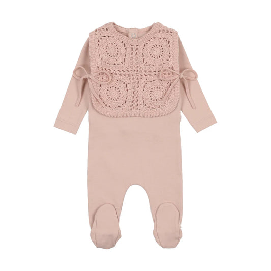 Crochet Pullover Vest & Bonnet in Mauve