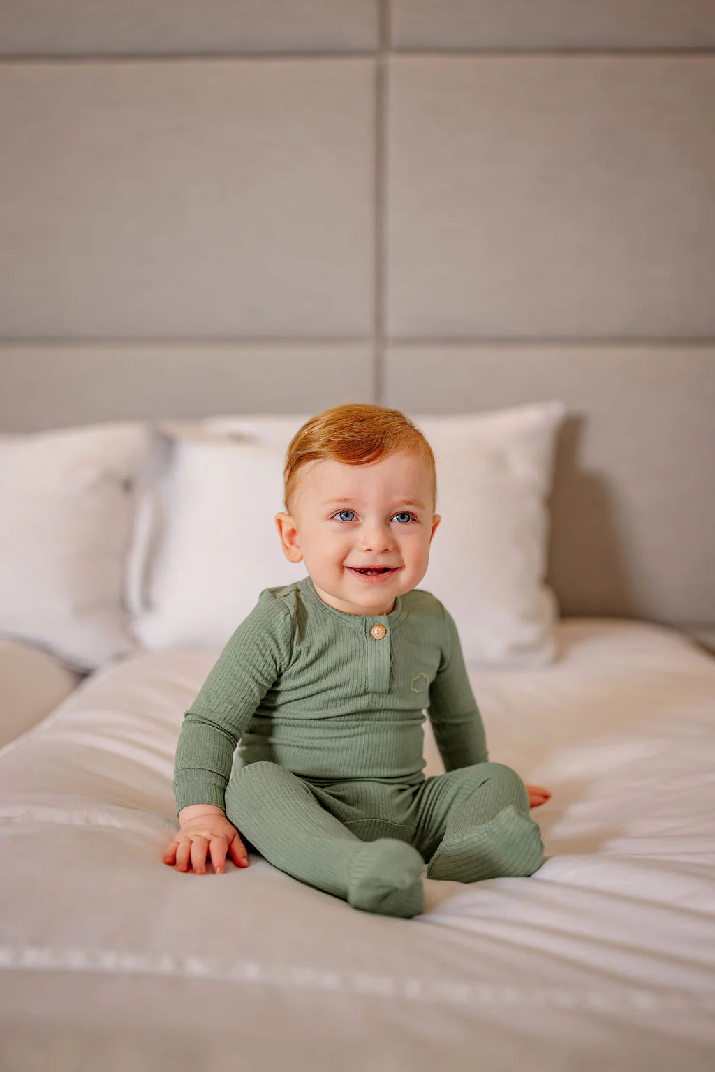 Henley Footie and Beanie in Sage