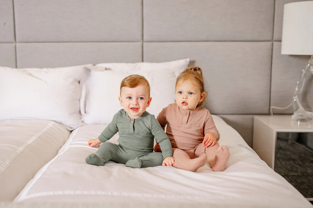 Henley Footie and Beanie in Dusty Pink