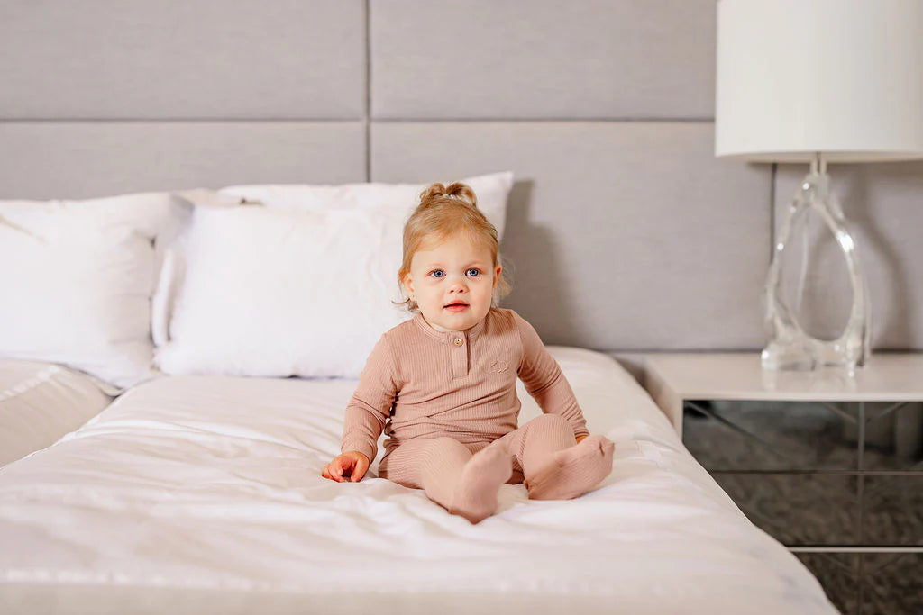 Henley Footie and Beanie in Dusty Pink