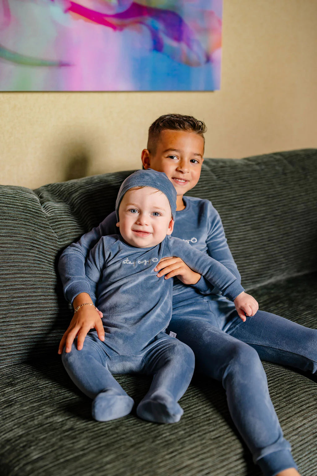Stay Cozy Footie and Beanie in Blue