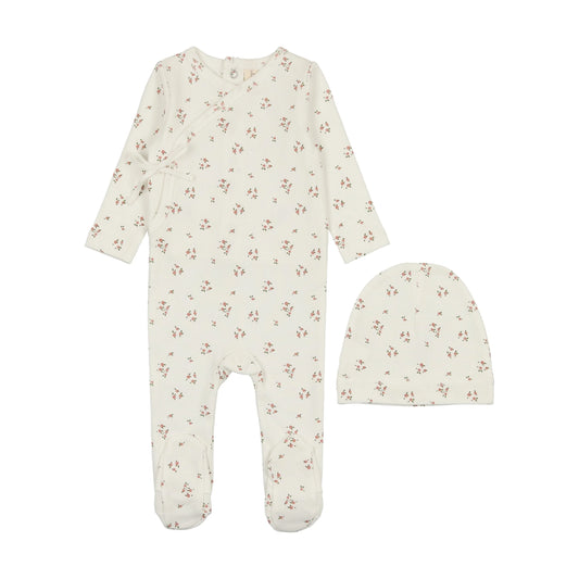 Dainty Floral Footie Set in Winter White