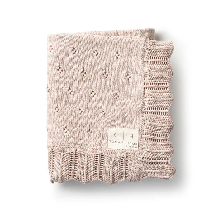 DH Scalloped Pointelle Blanket in Blush Pink Rice