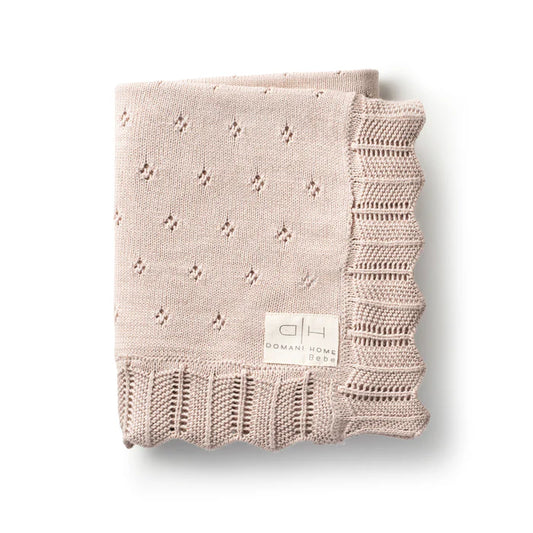 PREORDER DH Scalloped Pointelle Blanket in Blush Pink Rice