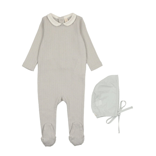 Edged Collar Footie Set Light Blue