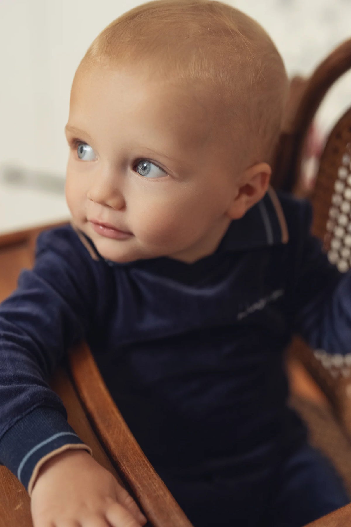 Navy Velour Polo Footie Set