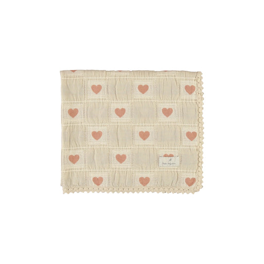 Bebe Organic Mauve Patchwork Heart Blanket