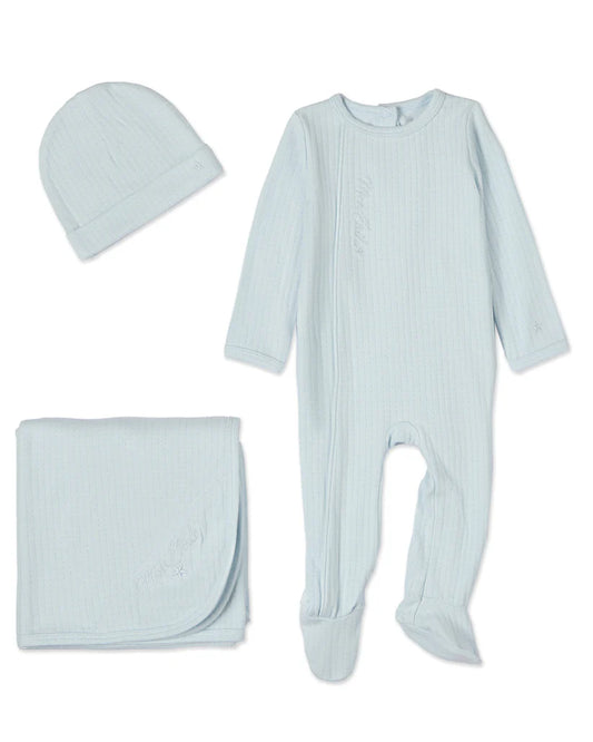 Mon Etoile Pointelle Layette Set in Light Blue