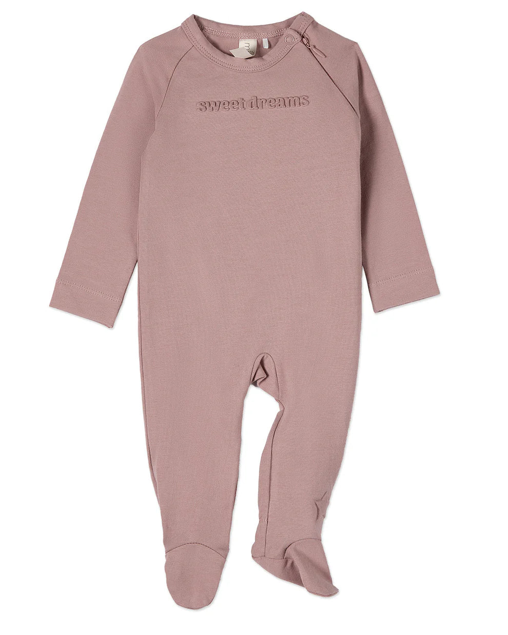 Mauve "Sweet Dreams" Cotton Fleece Zipper Footie