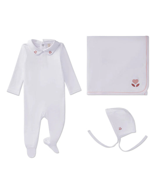 Embroidered Hearts Layette Set