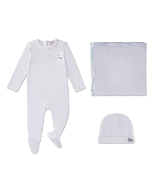Rocking Horse Layette Set in Pearl Blue