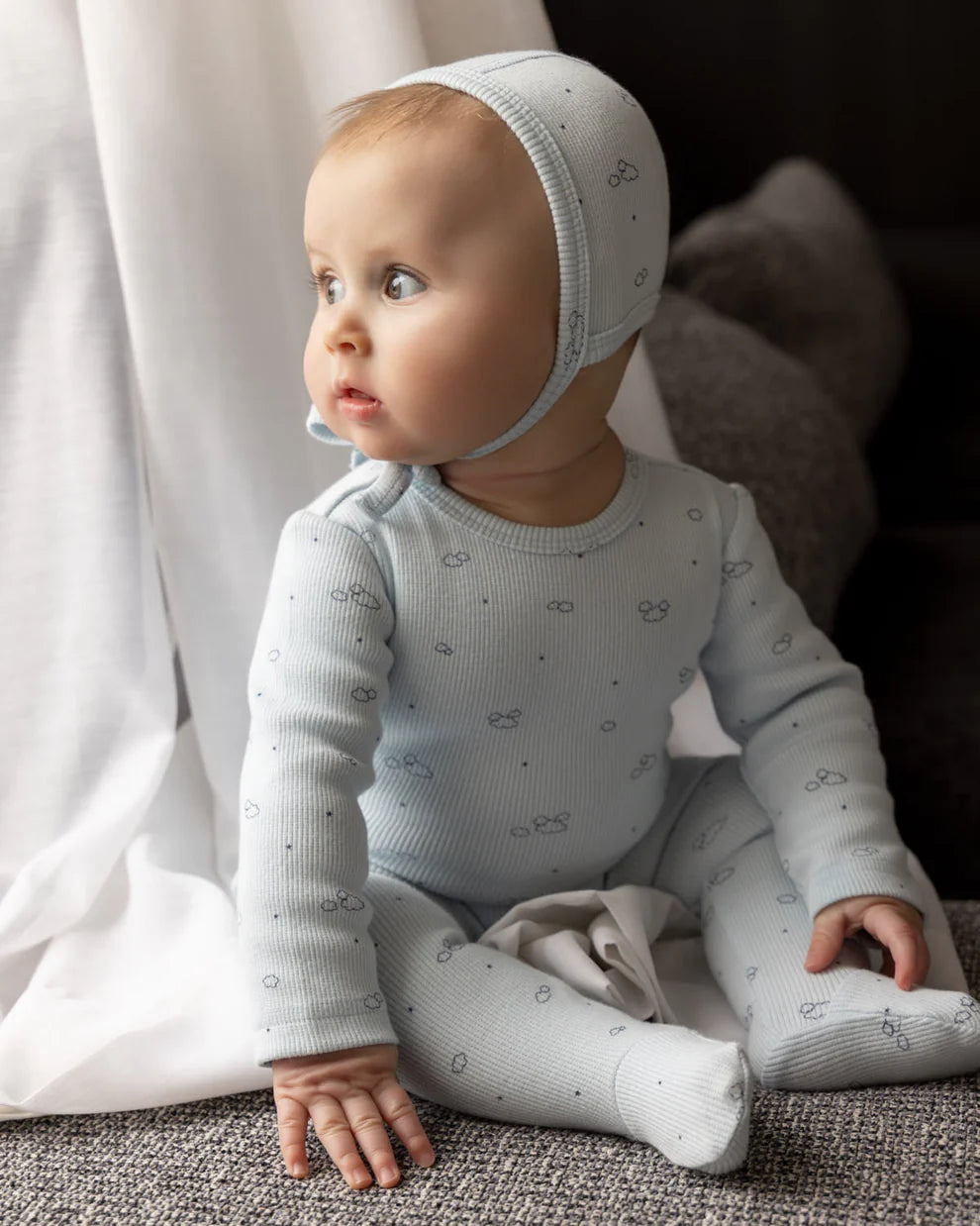 Clouds of Happiness Layette Set in Light Blue (Newborn)