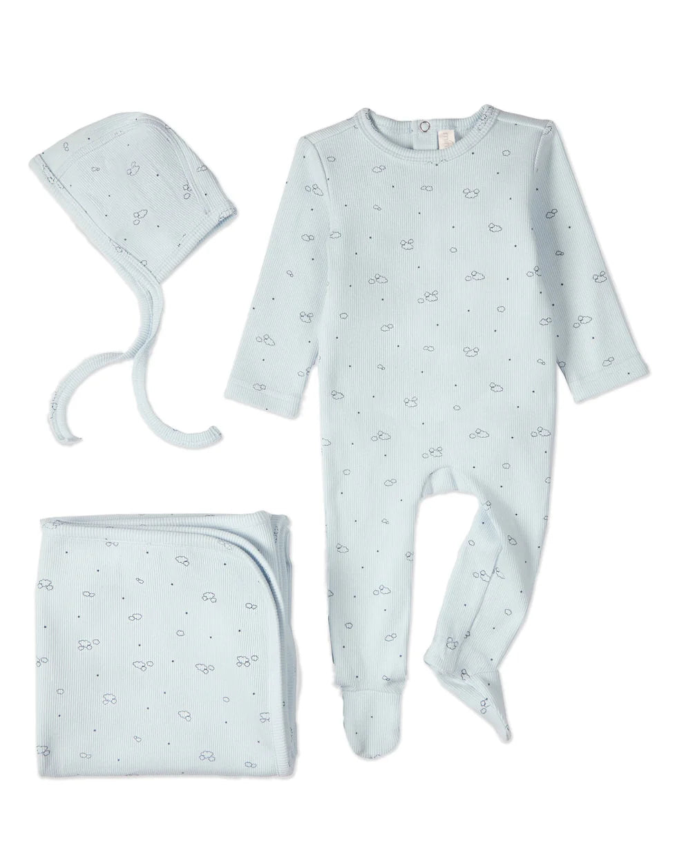 Clouds of Happiness Layette Set in Light Blue (Newborn)