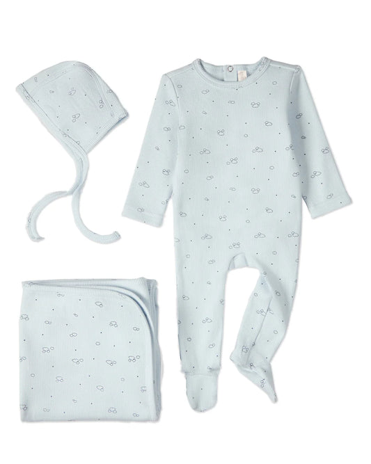 Clouds of Happiness Layette Set in Light Blue (Newborn)