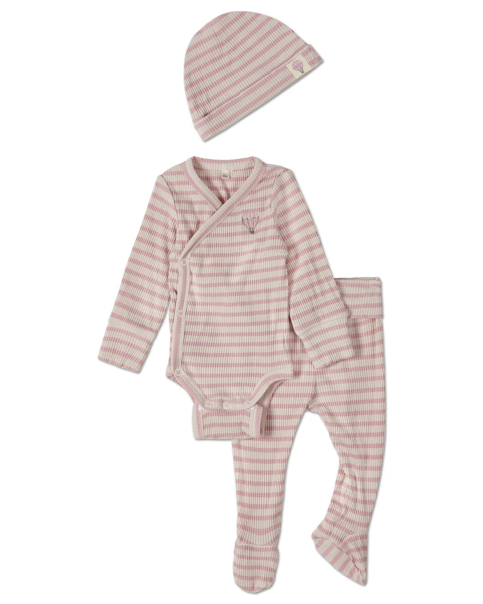 Hot Air Balloon Striped 3-Piece Set in Pink (3m)