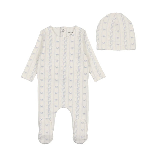 Linear Nostalgia Horse Print Footie and Beanie