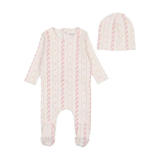 Linear Nostalgia Ballerina Print Footie and Beanie