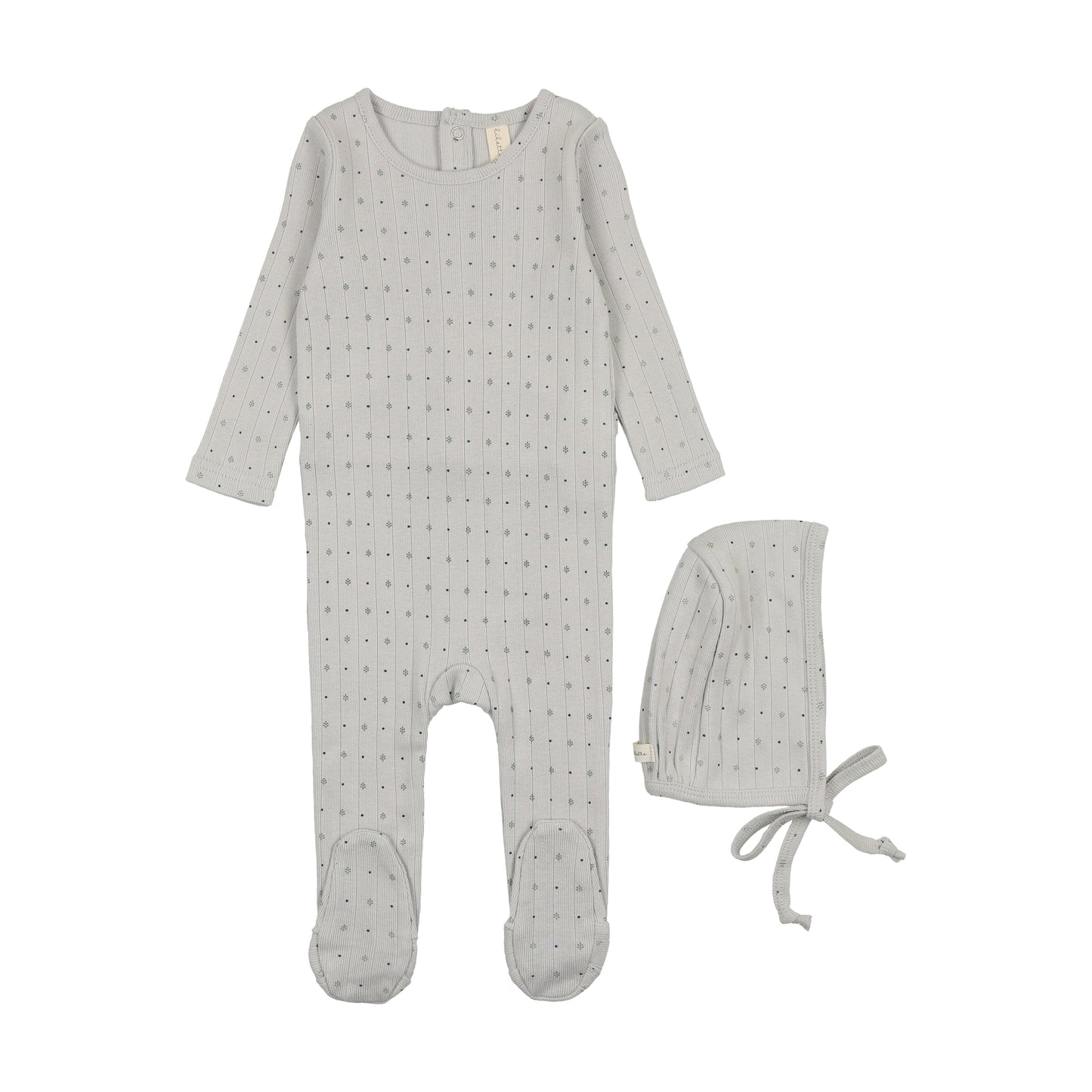 Linear Printed Footie Set in Light Blue