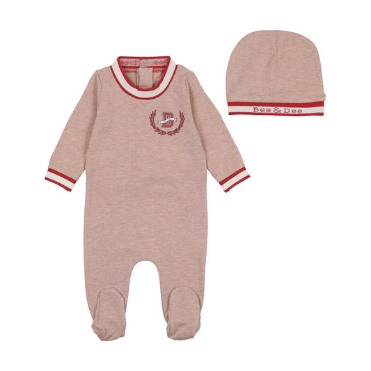 Modal Varsity Footie and Beanie in Flush