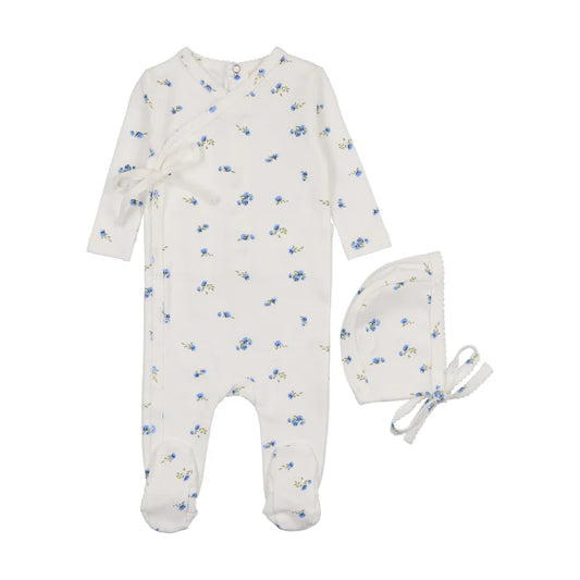 Pointelle Footie Set in Blue Floral