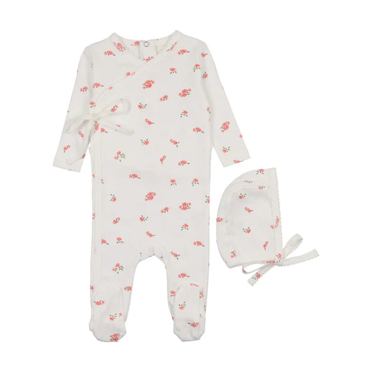 Pointelle Footie Set in Pink Floral