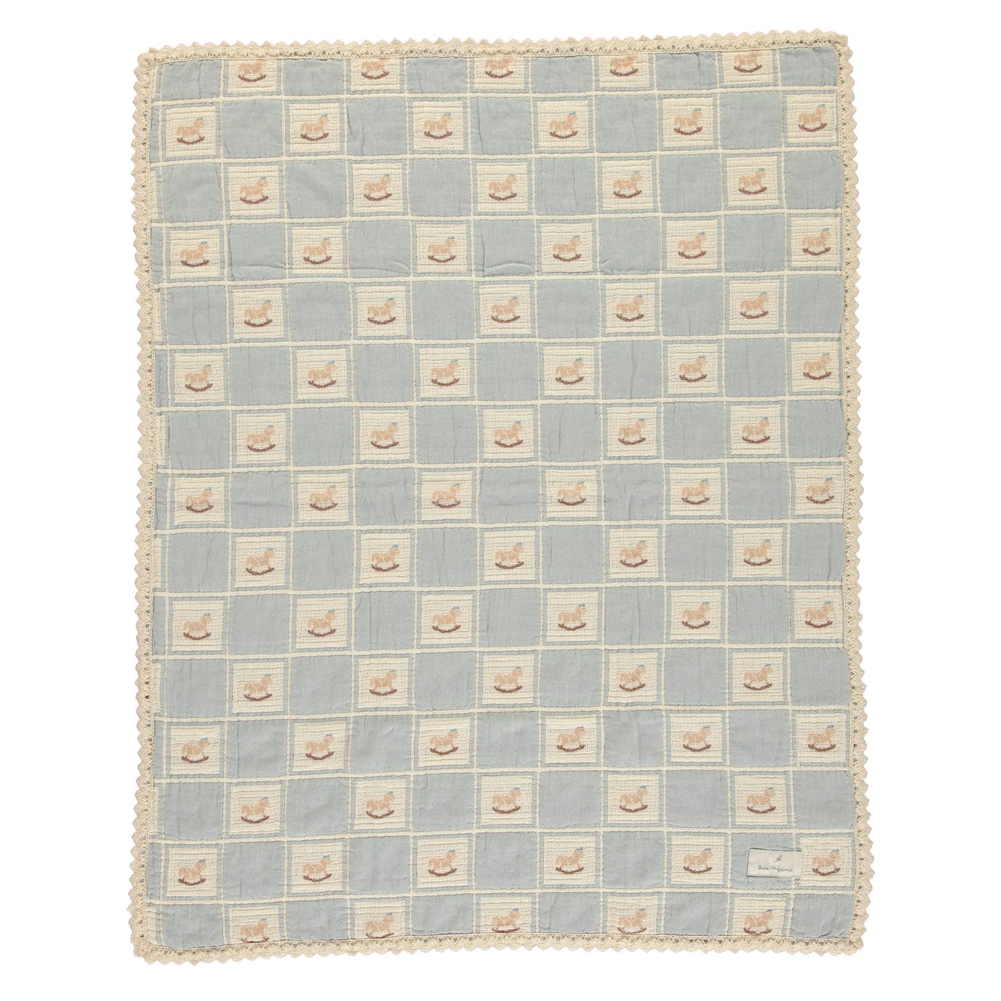 Bebe Organic Blue Rocking Horse Blanket