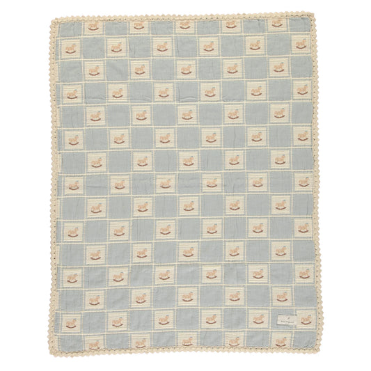 Bebe Organic Blue Rocking Horse Blanket
