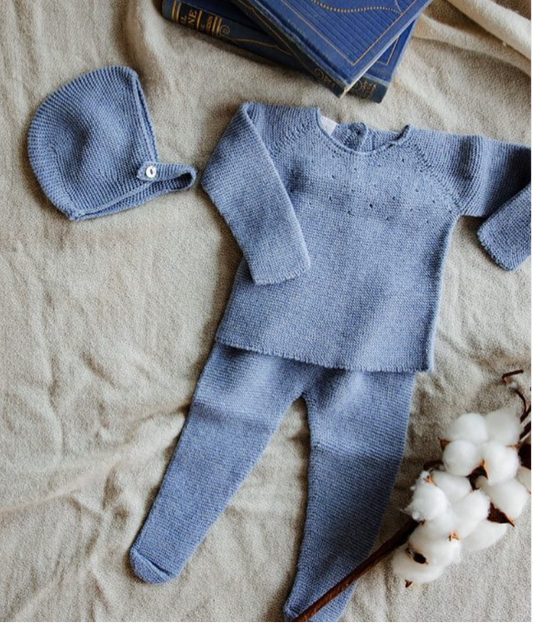 Knit 2pc Sweater Set in Blue