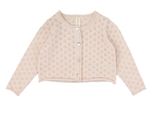 Knit Pointelle Cardigan in Petal