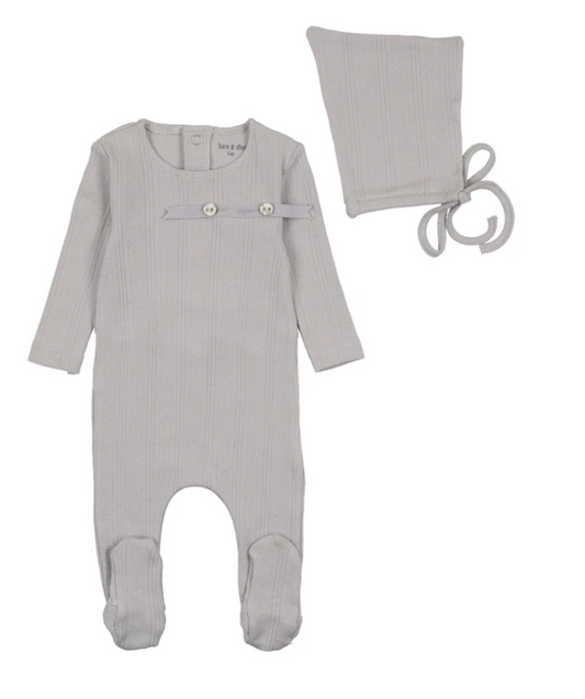 Organic Ditsy Pointelle Footie Set in Fortress